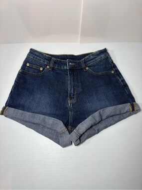Cheap Monday Dark Blue Rolled Cuff Denim Shorts